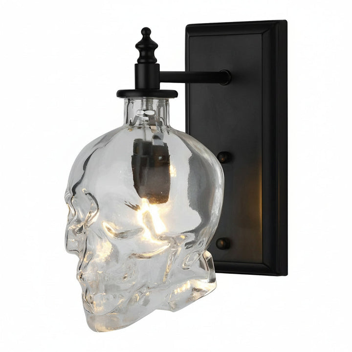 Gothic Glass Skull Wall Sconce – Industrial Retro Iron Wall Lamp & Art Decor (E14) | Kalsten