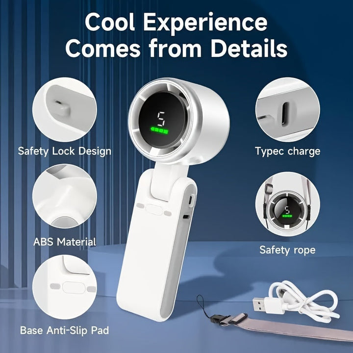 USB rechargeable handheld fan with 5 speeds | Kalsten