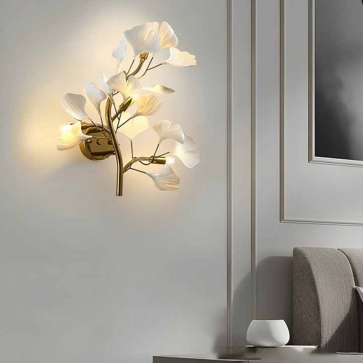 Nordic Gold Leaves & Branches Wall Sconce – 3-Color Dimmable LED Botanical Art Light - Iron | Kalsten