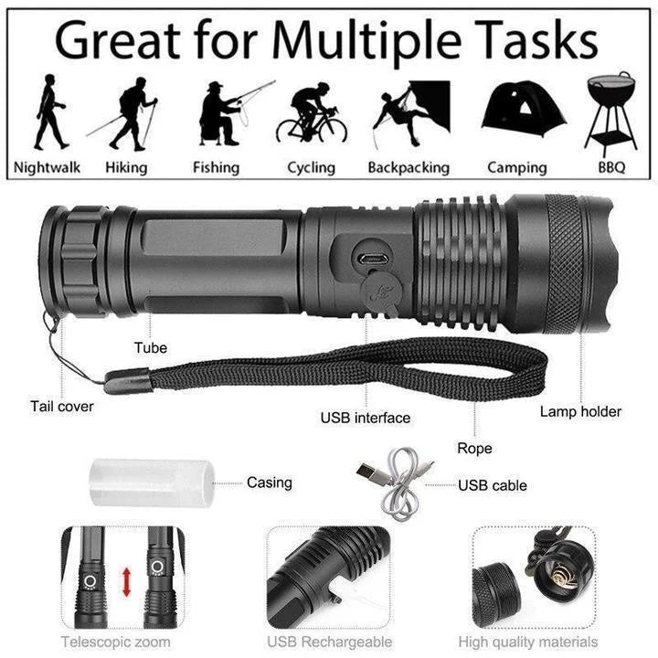 Skanto | Powerful 90000 Lumens LED Flashlight – The Best Flashlight for Any Adventure