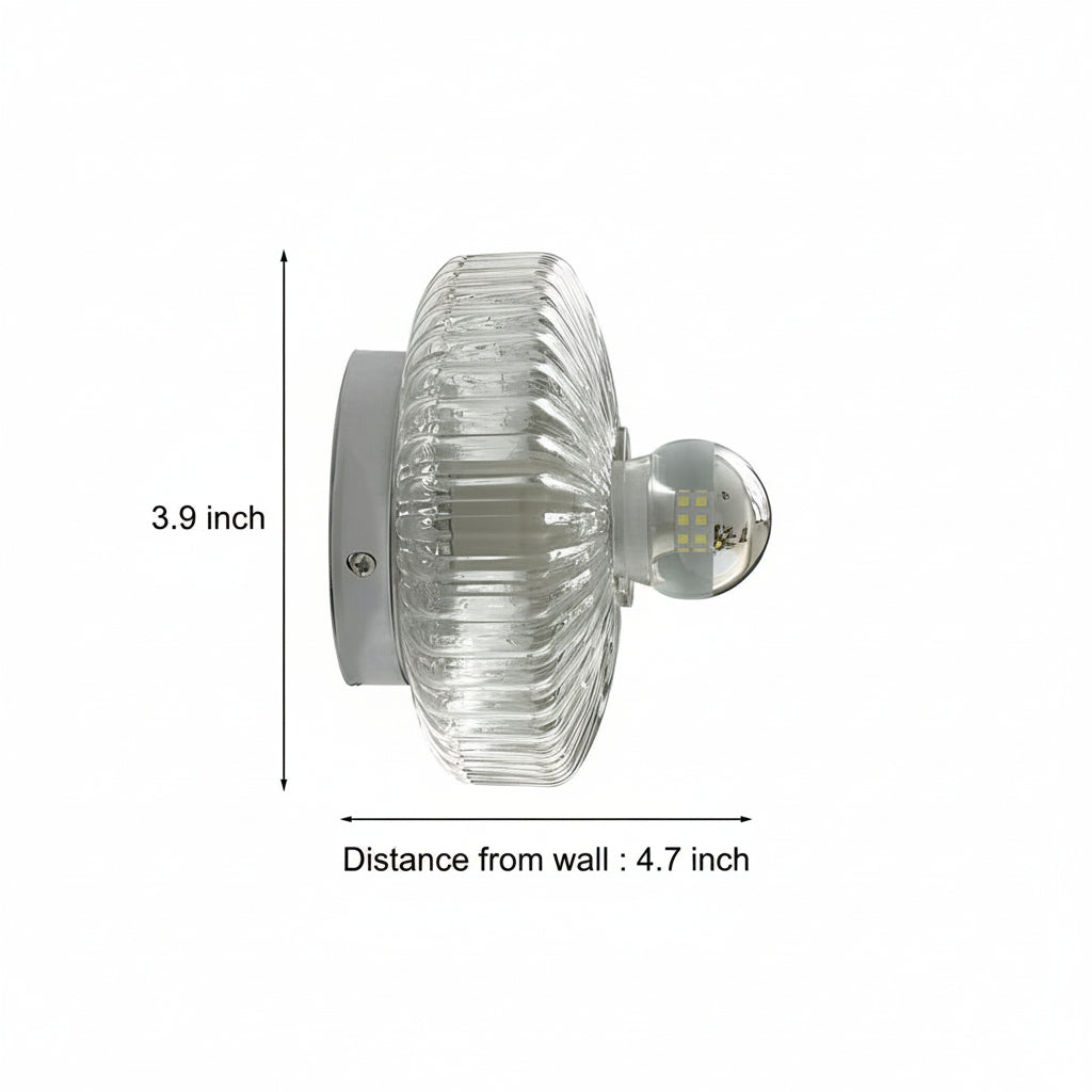 LED Wall Sconce Light – Modern Medieval Round Glass Chrome (15x12cm / 5.9x4.7in) | Kalsten