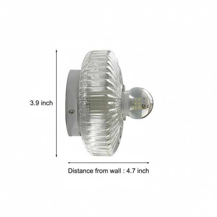 LED Wall Sconce Light – Modern Medieval Round Glass Chrome (15x12cm / 5.9x4.7in) | Kalsten