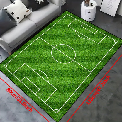 BowLift | Football Field Pattern Carpet - non-slip washable lounge mats for living room, bedroom, garden or gaming room