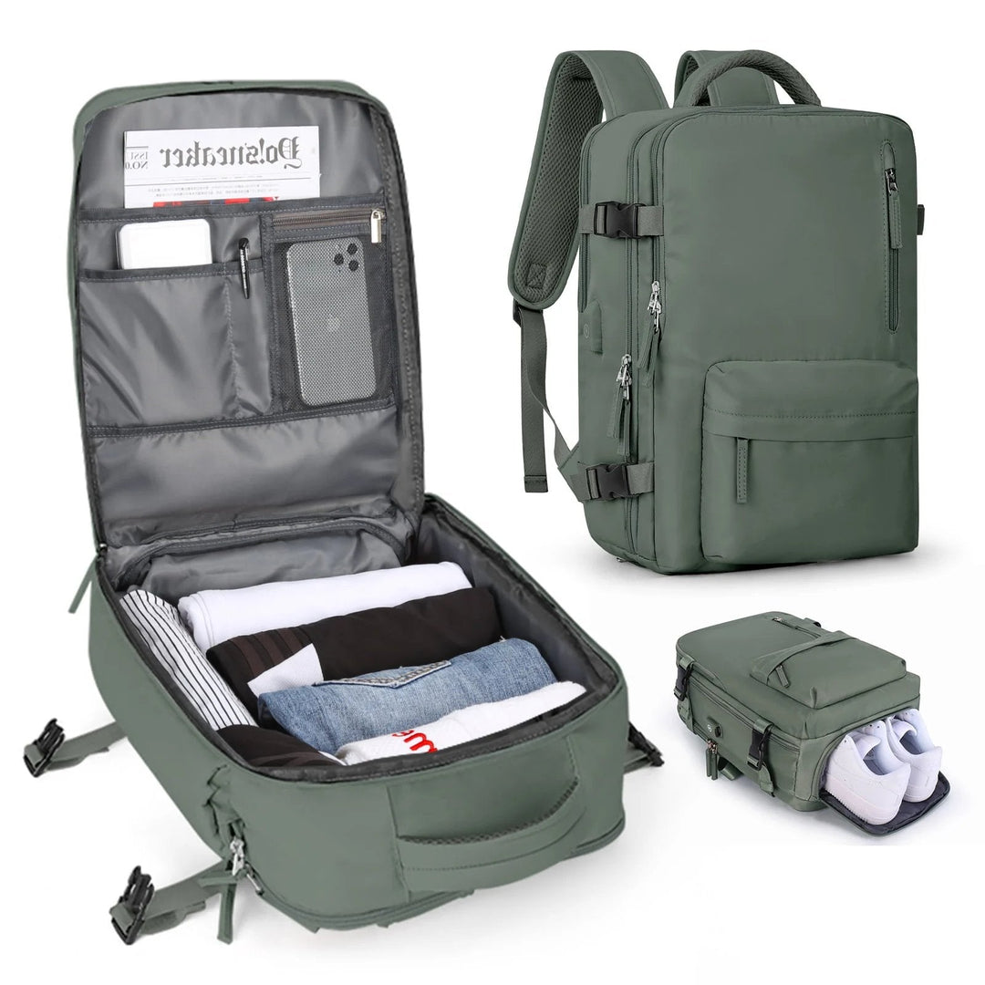 Kalsten | Travelliva Women's Travel Backpack 35 L | Waterproof & with USB Port | Anti-theft & Shoe Compartment | For Hiking, Daily Use & Travel