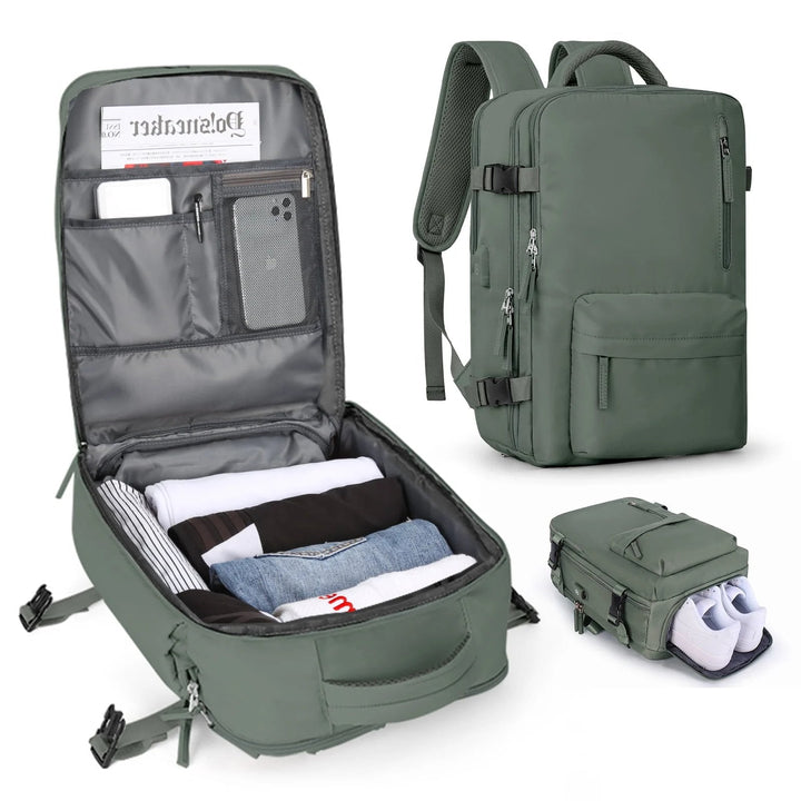Kalsten | Travelliva Women's Travel Backpack 35 L | Waterproof & with USB Port | Anti-theft & Shoe Compartment | For Hiking, Daily Use & Travel