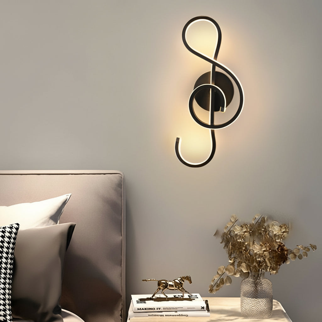 Musical Note LED Wall Sconce – Modern Artistic Music Decor Wall Lamp (Black/White) | Kalsten