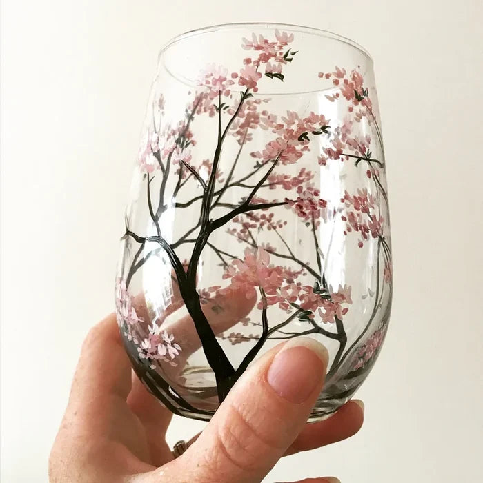 Four Seasons Hand-Painted Wine Glass