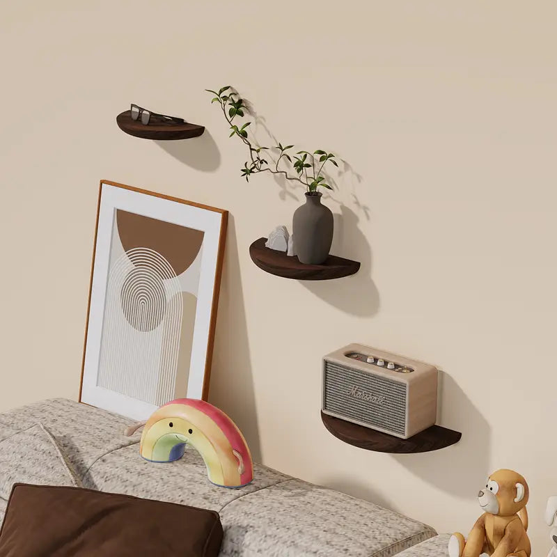 Half-Round Triple Floating Wall Shelf