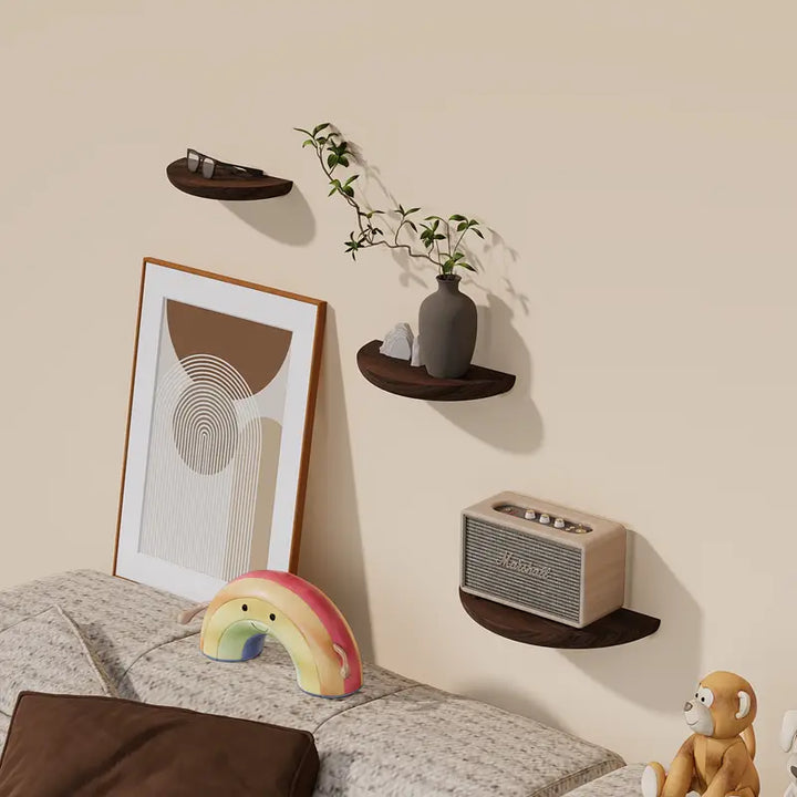Half-Round Triple Floating Wall Shelf