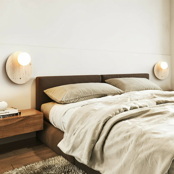 Travertine Wall Sconce – Wabi-Sabi Yellow Natural Stone G9 LED (12-20cm) | Kalsten