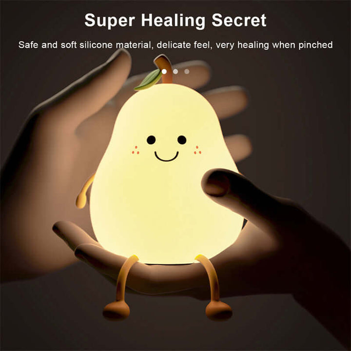 LED Pear Fruit Night Light USB Rechargeable Dimming Touch Silicone Table Lamp Bedroom Bedside Decoration Couple Gift Boby Light | Kalsten
