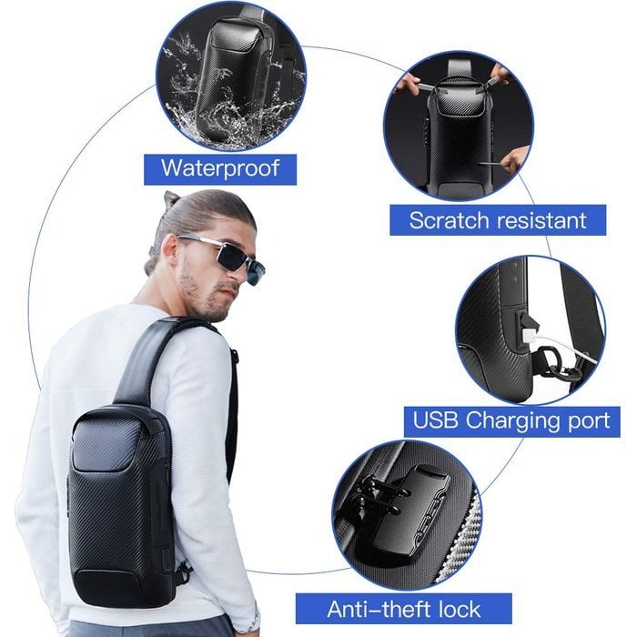 Kalsten | Anti-Theft Crossbody Bag | Landy Carry Without Worry | Waterproof Oxford | USB Charging Port | Unisex Travel Pack