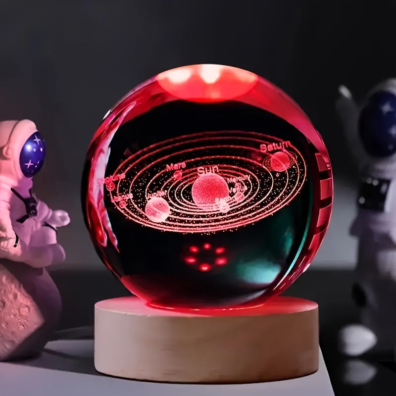 LumiSphere - Luxury 3D Crystal Table Lamp with Wooden Base Kalsten
