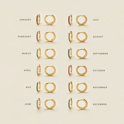 BowLift | Dainty Birthstone Hoop Huggie Earrings