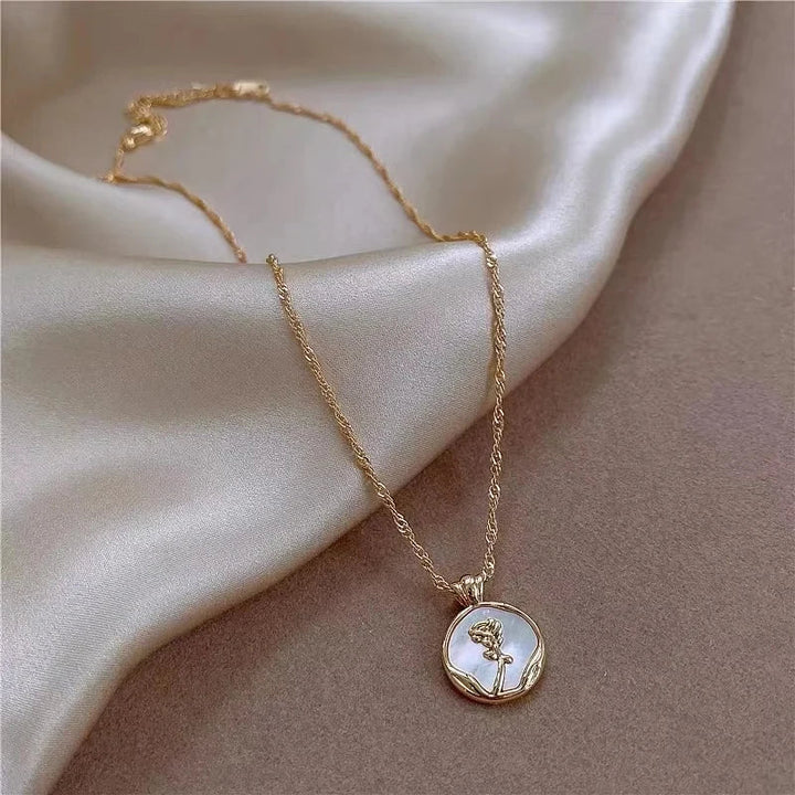Kalsten | Dainty Blanc Camellia Floral Necklace, Earrings, Ring Jewelry