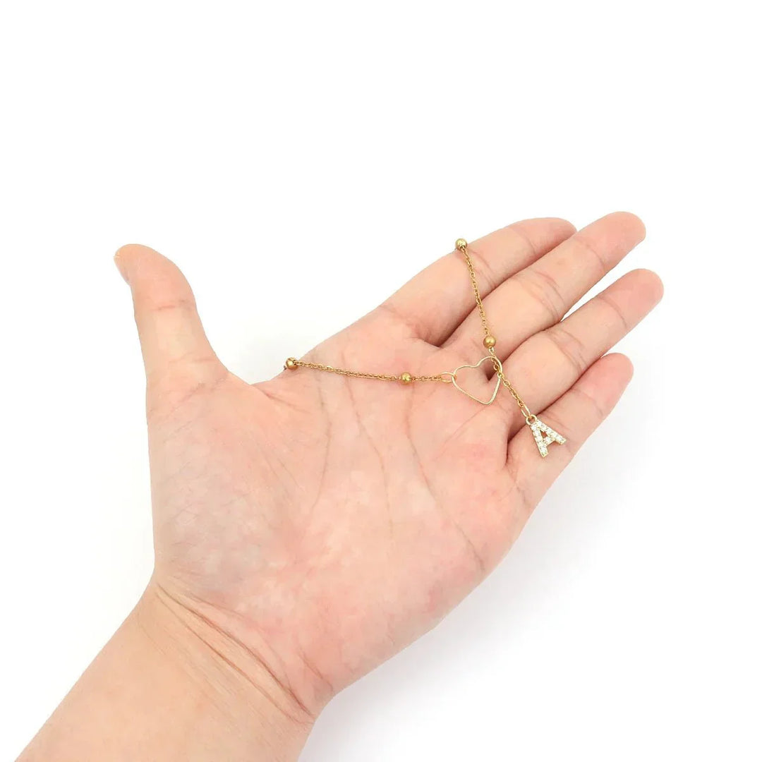 Kalsten | Dainty Diamond Letter Initial Lariat Necklace