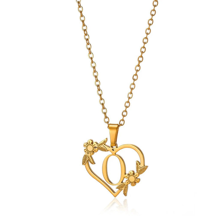 Kalsten | Dainty Floral Heart Letter Initial Necklace