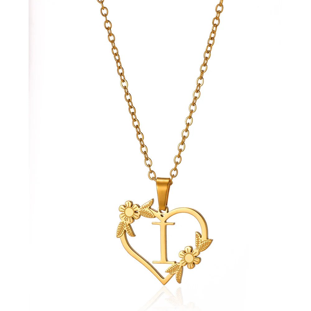 Kalsten | Dainty Floral Heart Letter Initial Necklace