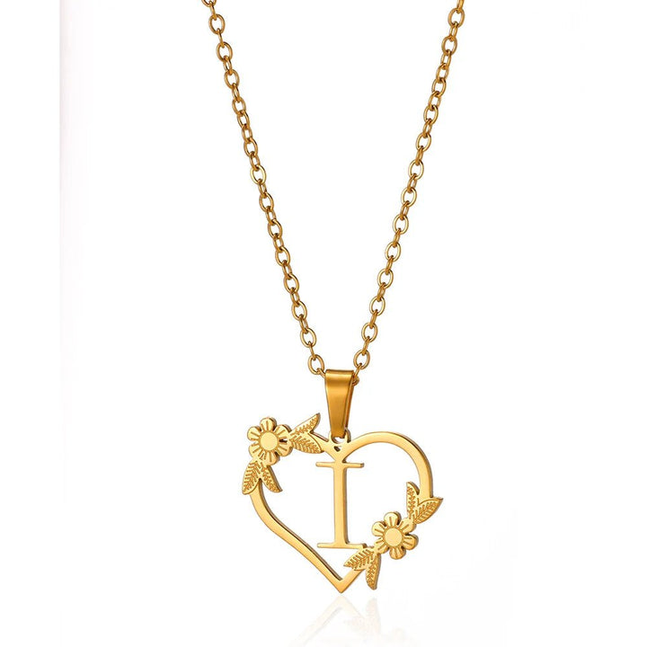 Kalsten | Dainty Floral Heart Letter Initial Necklace