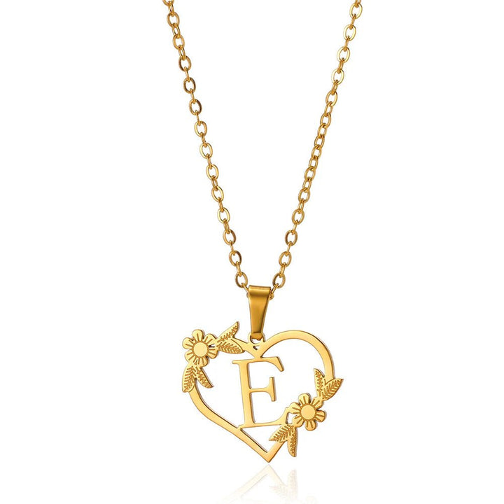 Kalsten | Dainty Floral Heart Letter Initial Necklace