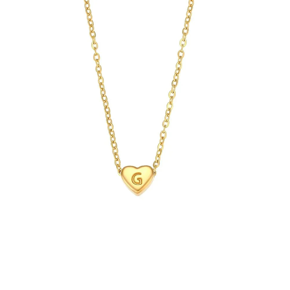 Skanto | Dainty Minimal Heart Initial Necklace
