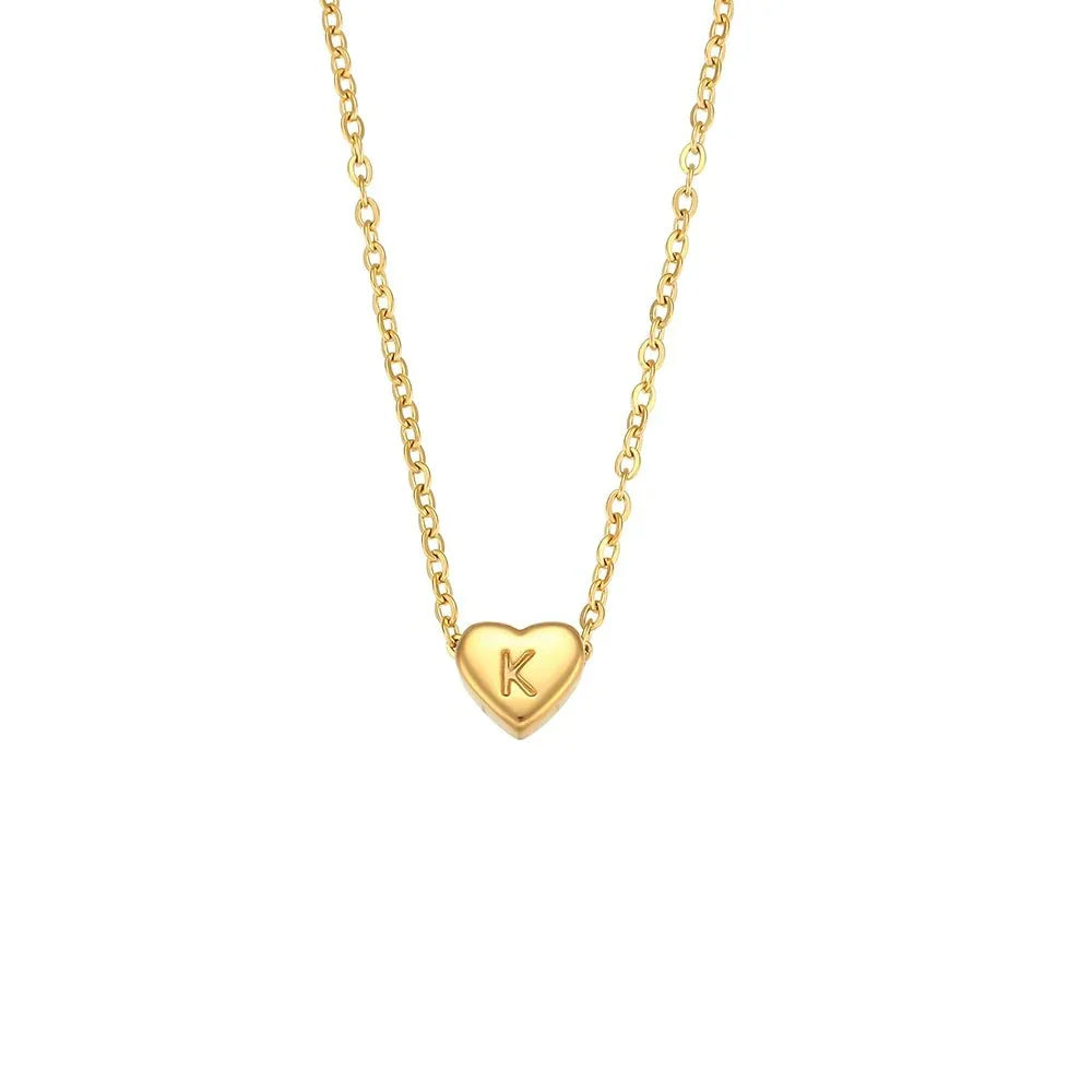 Skanto | Dainty Minimal Heart Initial Necklace