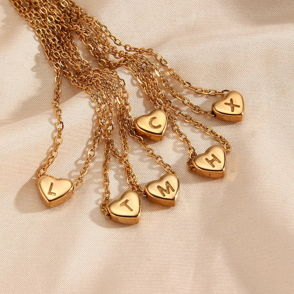 Skanto | Dainty Minimal Heart Initial Necklace