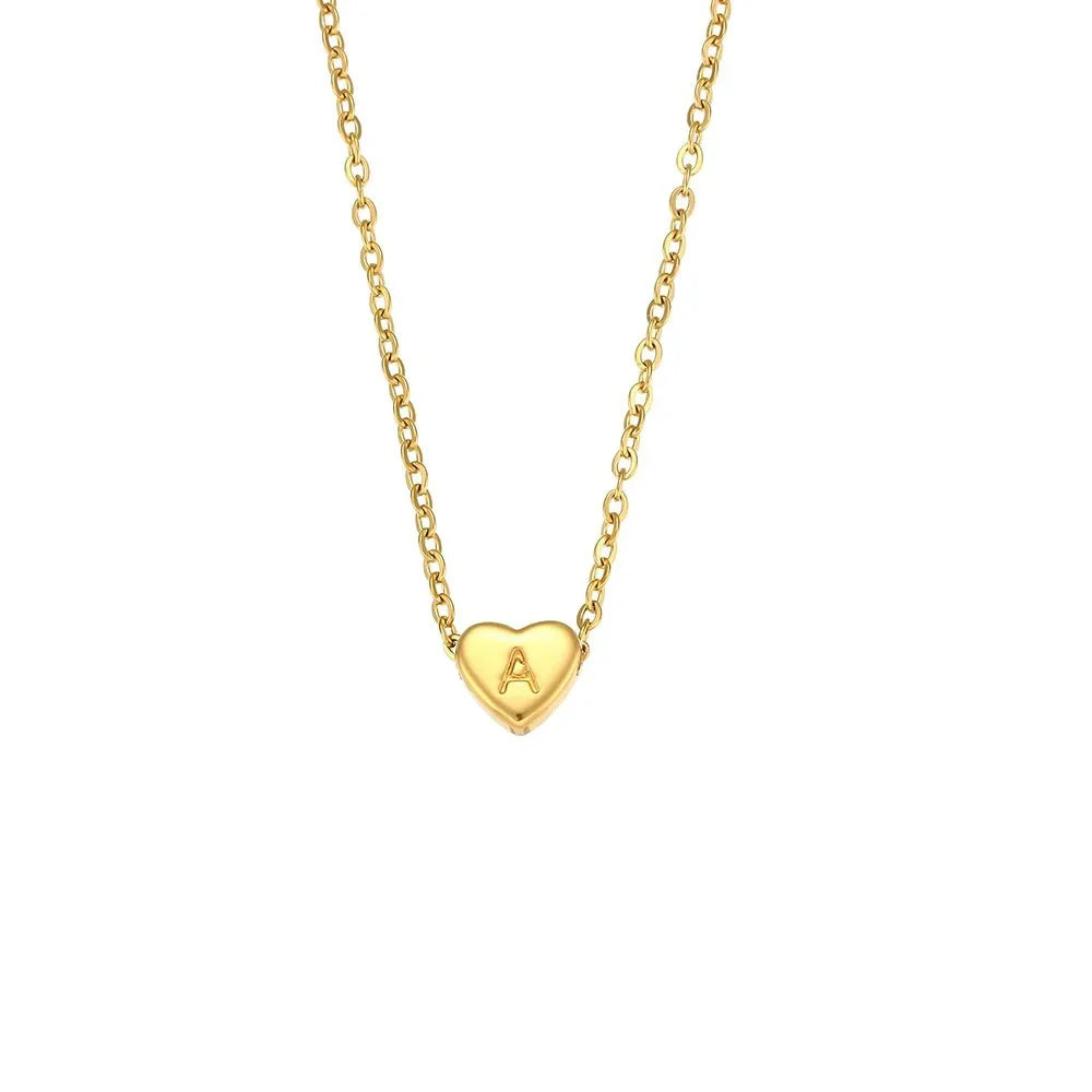 Skanto | Dainty Minimal Heart Initial Necklace