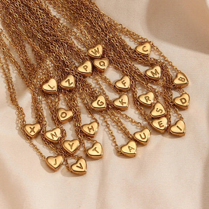 Skanto | Dainty Minimal Heart Initial Necklace