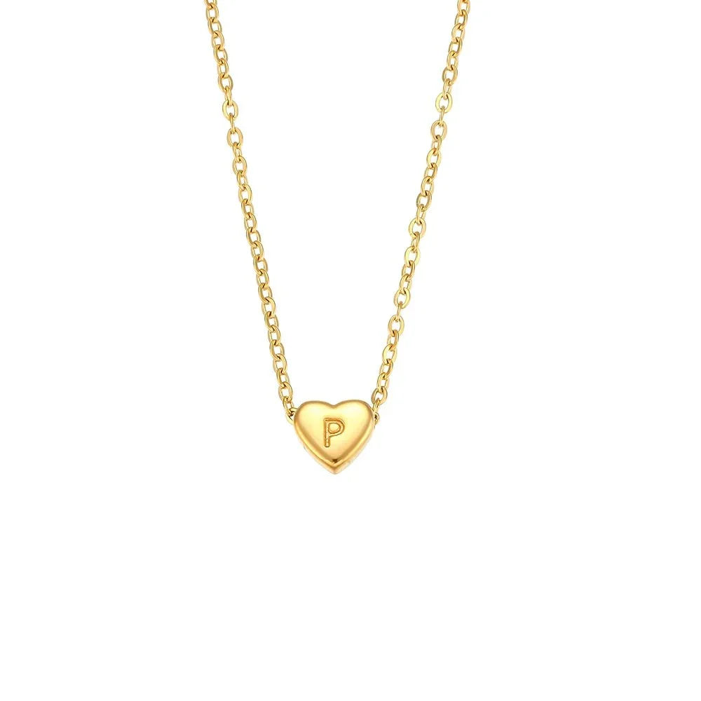 Skanto | Dainty Minimal Heart Initial Necklace