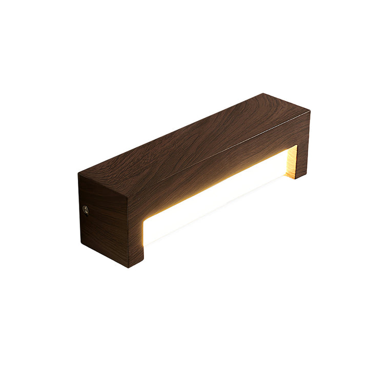 LED Wall Sconce Light – Modern Minimalist Geometric Wood Grain Iron (30x10cm / 11.8x3.9in) | Kalsten