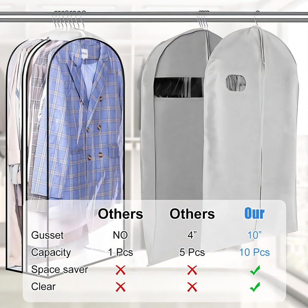 Transparent Garment Covers with Inserts – 6-Pack Side Zipper Storage Covers | Kalsten