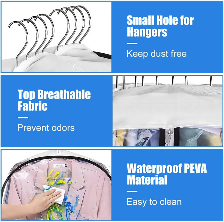 Kalsten | Clear Gusseted Garment Covers – 3-Pack Storage Bags with Side Zipper (Buy 1, Take 1 FREE)