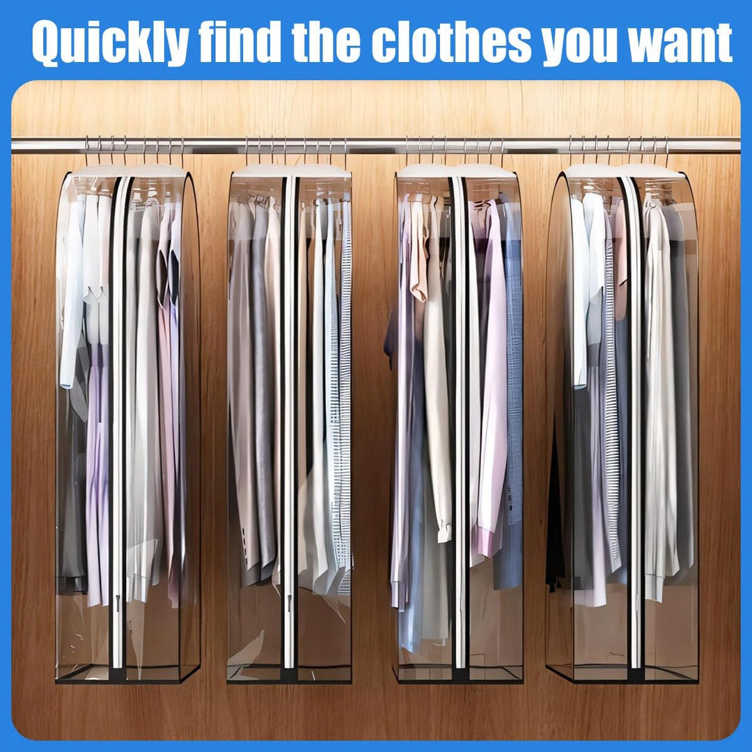 Kalsten | Clear Gusseted Garment Covers – 3-Pack Storage Bags with Side Zipper (Buy 1, Take 1 FREE)