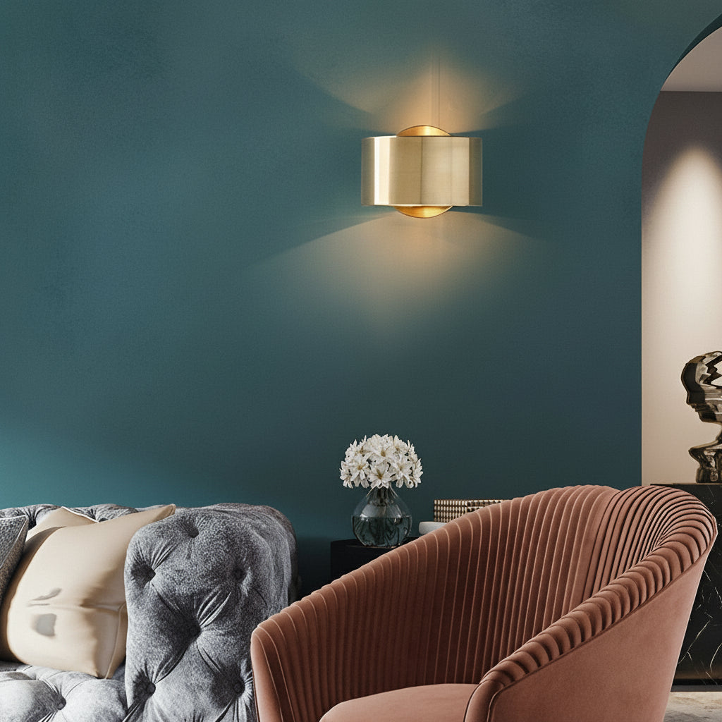 Nordic Wall Sconce Circular Up Down Iron Gold E27 15cm / 6in Minimalist Bedside Light | Kalsten