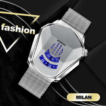 Men's quartz watch in diamond style