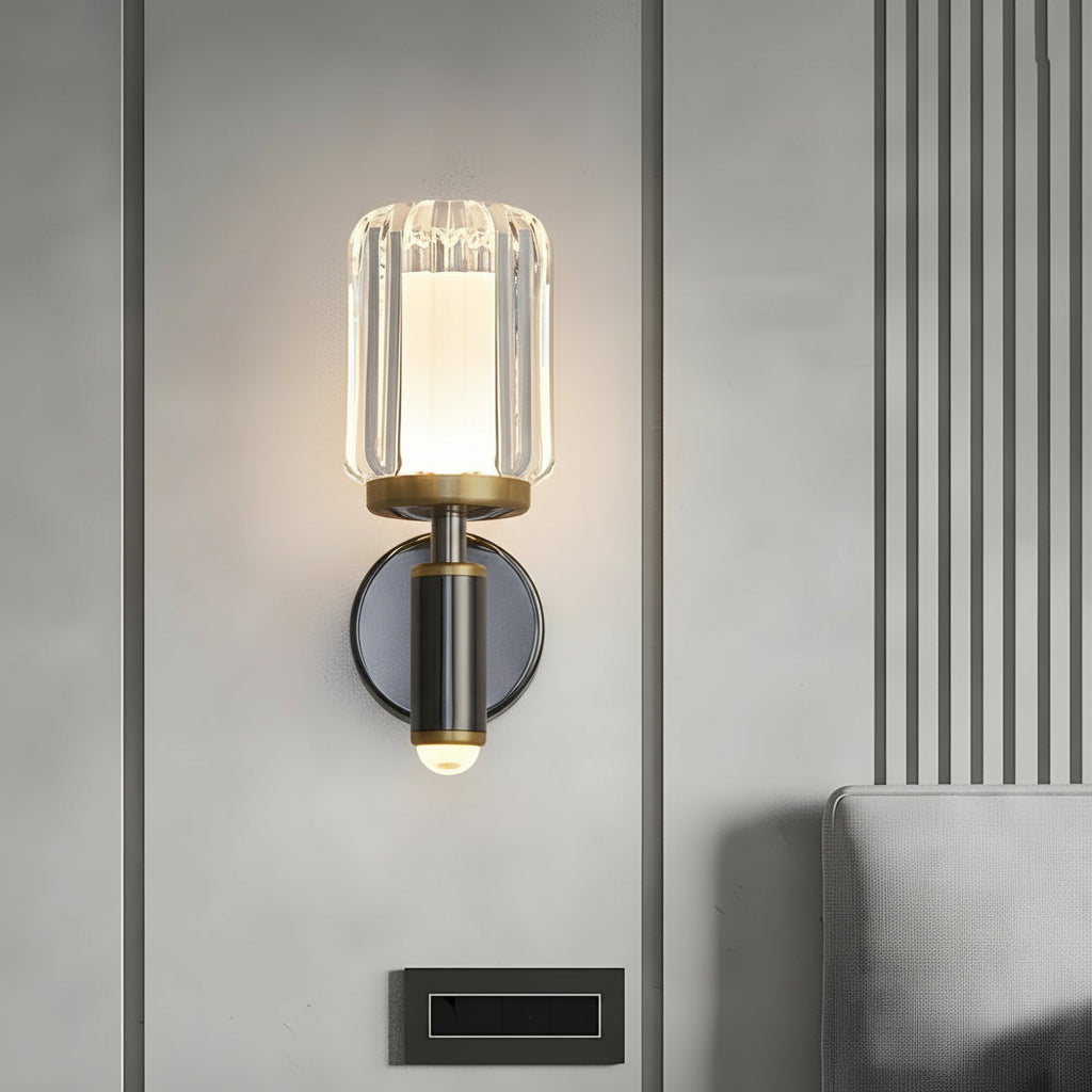 LED Wall Sconce Light – Modern Clear Acrylic Crystal Aluminum (22x15cm / 8.7x5.9in) | Kalsten