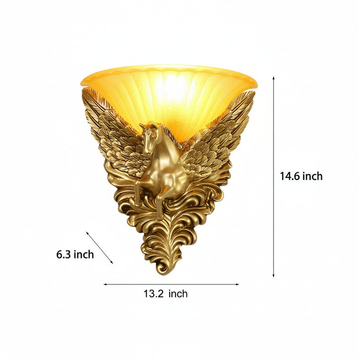 LED Wall Sconce Light – Luxury Gold Horse Head Retro Resin (37x33.5cm / 14.6x13.2in) | Kalsten