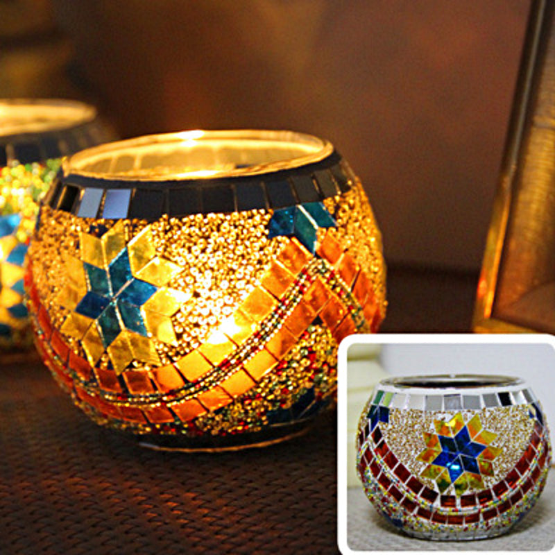 Kalsten | European Retro Glass Mosaic Tealight Holder