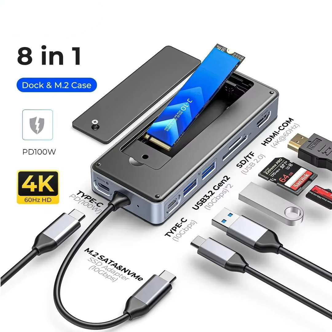 USB-C Laptop Docking Station with SSD Enclosure