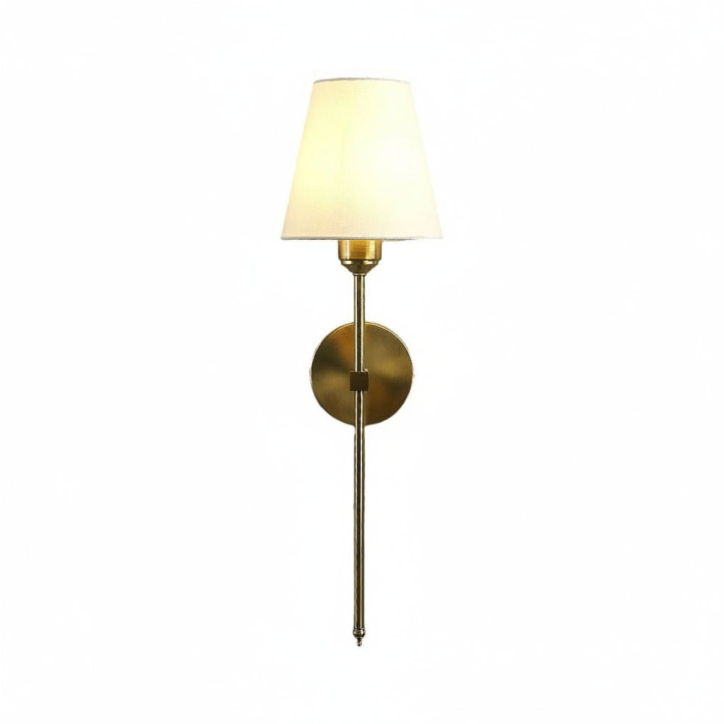 LED Wall Sconce Light – Modern American Copper White Linen Fabric (36x14cm / 14.2x5.5in) | Kalsten
