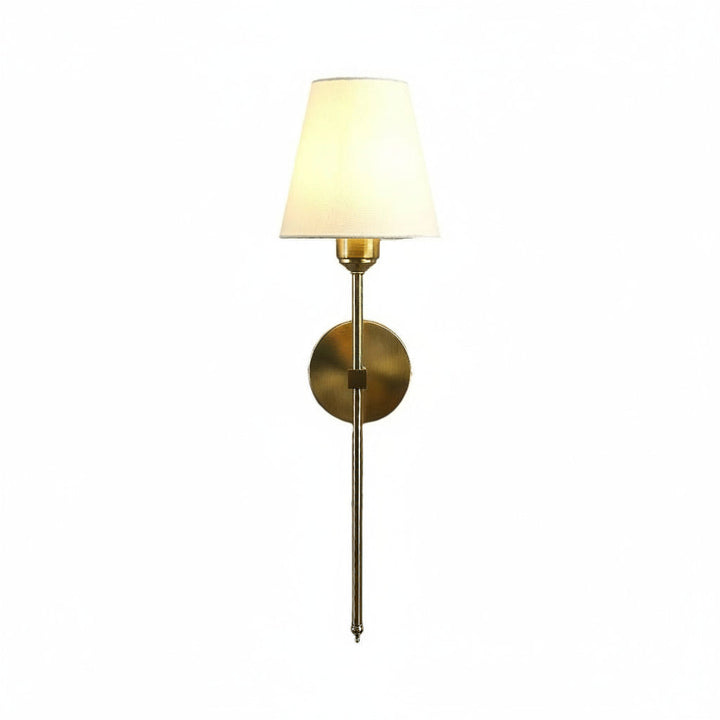 LED Wall Sconce Light – Modern American Copper White Linen Fabric (36x14cm / 14.2x5.5in) | Kalsten
