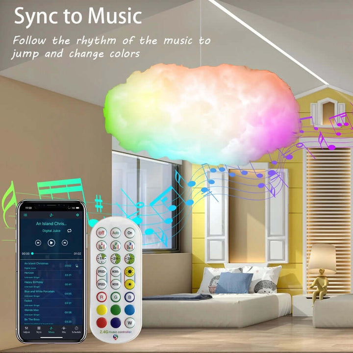 USB Cloud Light APP Control Music Synchronization 3D RGBIC Ambient Light Lightning Simulation Clouds Bedroom Room Light | Kalsten