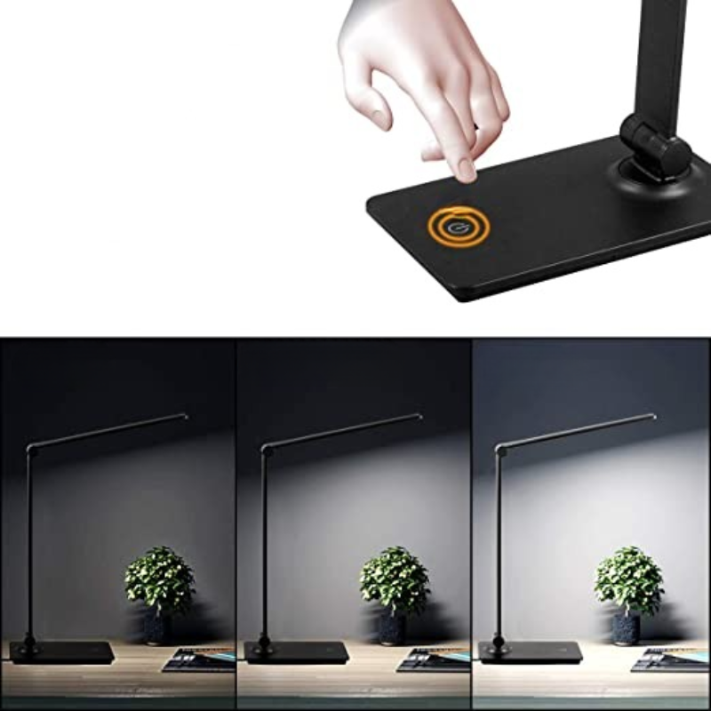 Kalsten | LED desk lamp, touch control desk lamp with 3 brightness levels, dimmable office lamp with adjustable arm, foldable table lamp for desk bedroom nightstand office