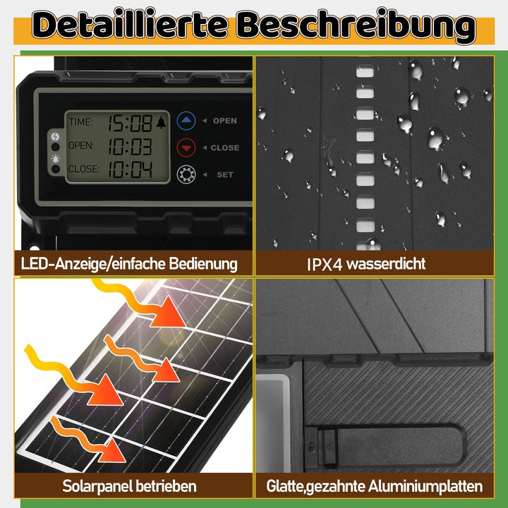 Electric Chicken Coop Door Solar with LED Display and Remote Control | Kalsten