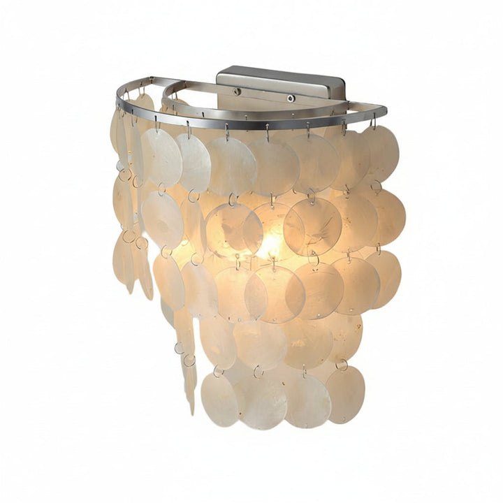 Coastal Capiz Shell LED Wall Sconce – Natural Sea Shell Bedside Wall Lamp - Gold/Chrome | Kalsten