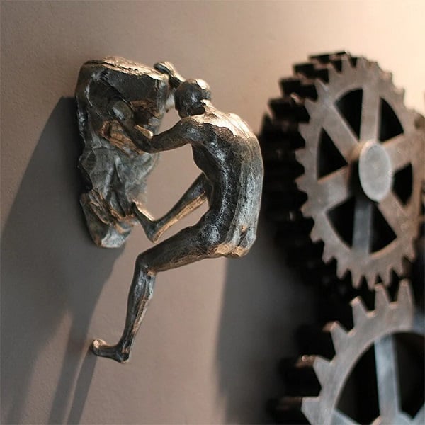 Kalsten | Wall Climbing Man Sculpture | Modern Resin Wall Art Decor | Creative Hanging Statue