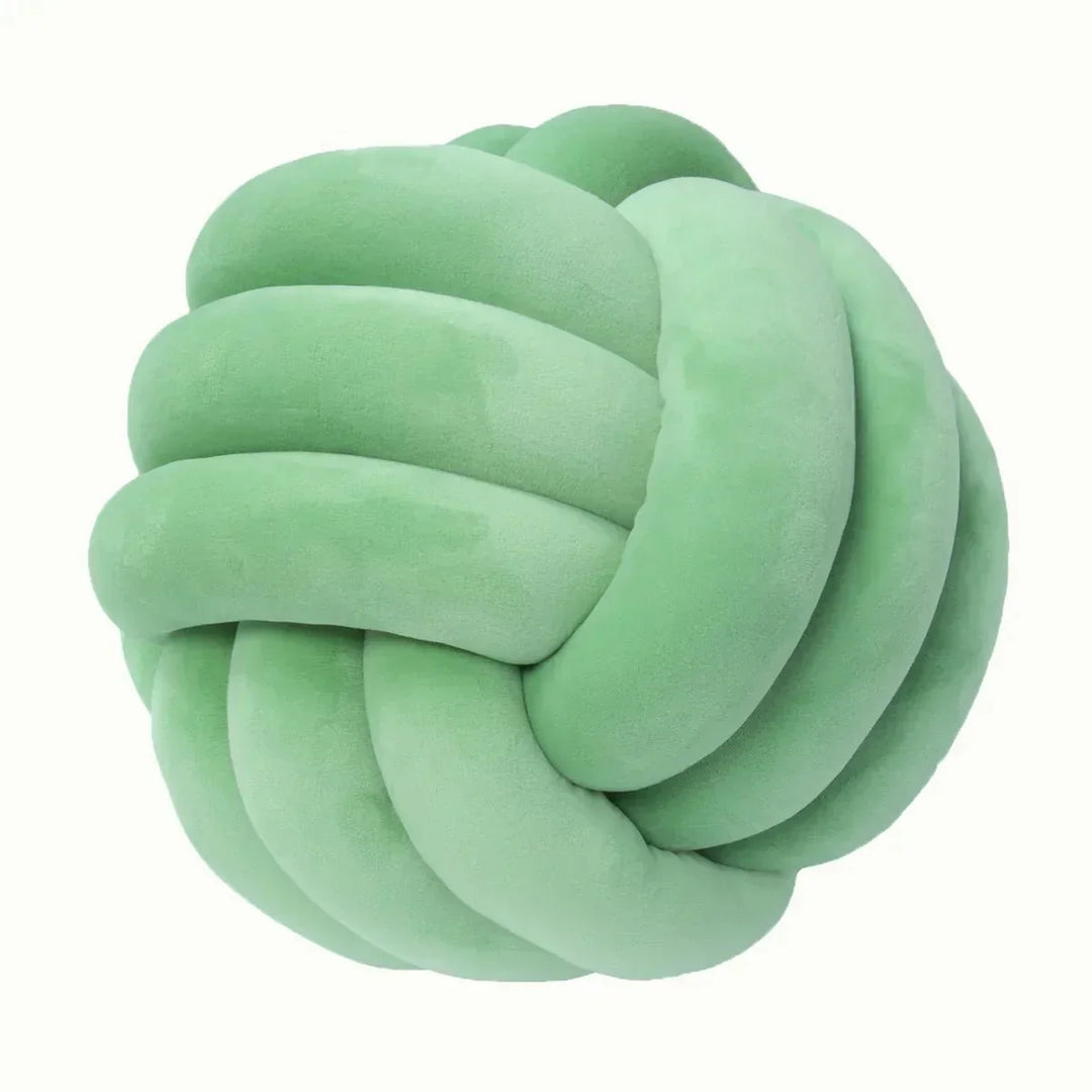 Kalsten | Decorative, soft cushion with knotted ball in suede look