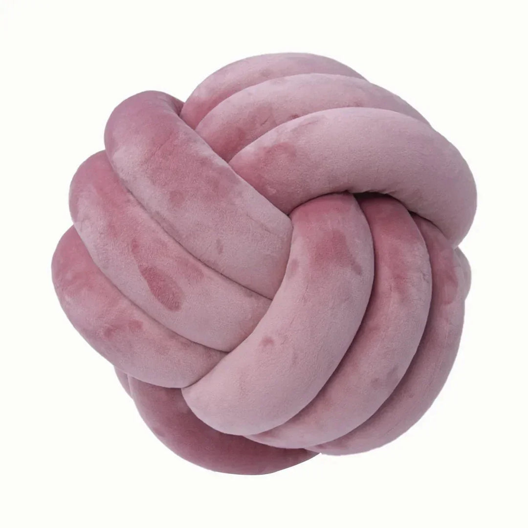 Kalsten | Decorative, soft cushion with knotted ball in suede look