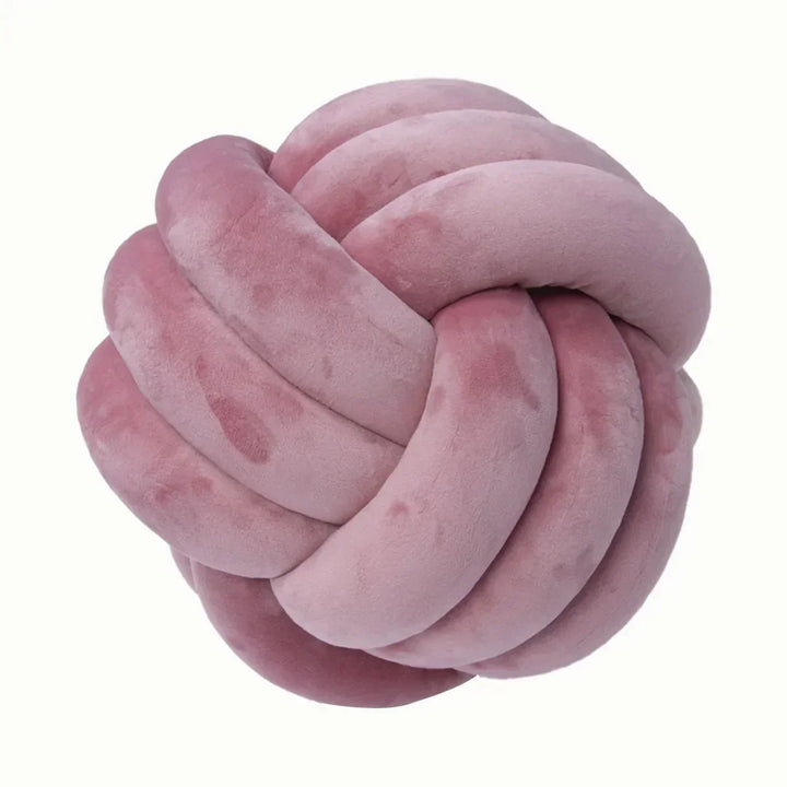 Kalsten | Decorative, soft cushion with knotted ball in suede look